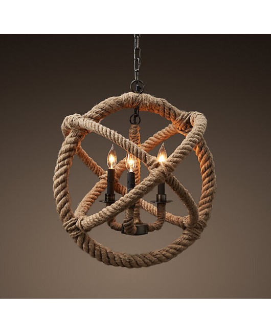 Retro Rope Pendant Lights Loft Vintage Lamp Restaurant Bedroom Diningroom Pendant Lamp Hand Knitted Hemp Rope Light