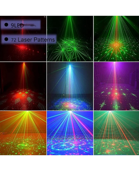 DJ Stage Party Disco Lights Laser Projector 9LED Red Green Blue Flash Strobe Christmas Holiday Party Decoration Lights