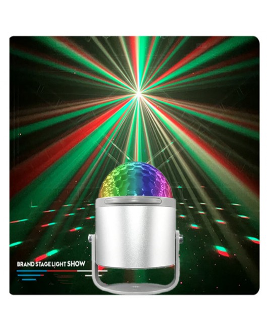 Voice Activated Rotating Disco Ball Light 9W 2 in 1 Effect DJ Party Strobe Light RGB Christmas Party Home Decoration Stage Light