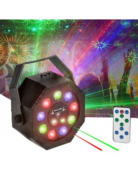 DJ Party Stage Disco Light Laser Projector Light Red Green Blue 9LED Strobe Christmas Holiday Wedding Party Decoration