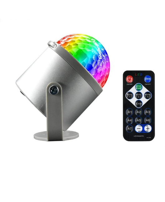 Voice Activated Rotating Disco Ball Light 9W 2 in 1 Effect DJ Party Strobe Light RGB Christmas Party Home Decoration Stage Light