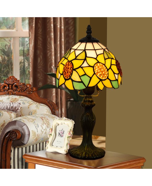 Europa Tiffany Creative Colored Glass Warm Sunflower Personalized Restaurant Bedroom Bedhead Desk Lamp 8-inch 20CM