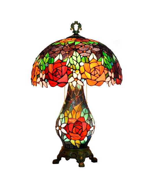 Rural creative retro rose mother and child desk lamp, European style Tiffany glass living room, bedroom, hotel bar lighting