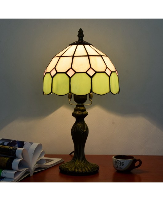 Europa Tiffany Mediterranean Green Countryside Minimalist Restaurant Bar Bedroom Bedhead Desk Lamp Small Night Light 20CM
