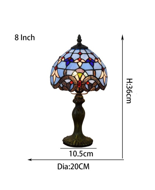 European style decoration, Tiffany colored glass, dining room, bedroom, bedside lamp, bar, blue Baroque desk lamp