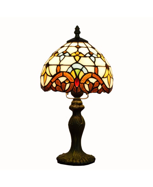 Europa Tiffany Colored Glass 8-inch Baroque Creative Bedroom Bedhead Desk Lamp with a Diameter of 20CM Small Lamp