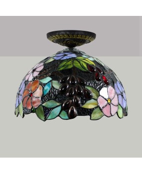 30CM Eu Cong Tiffany Countryside Grape Flower Colored Glass Restaurant Bedroom Corridor Glass Bead Ceiling Light