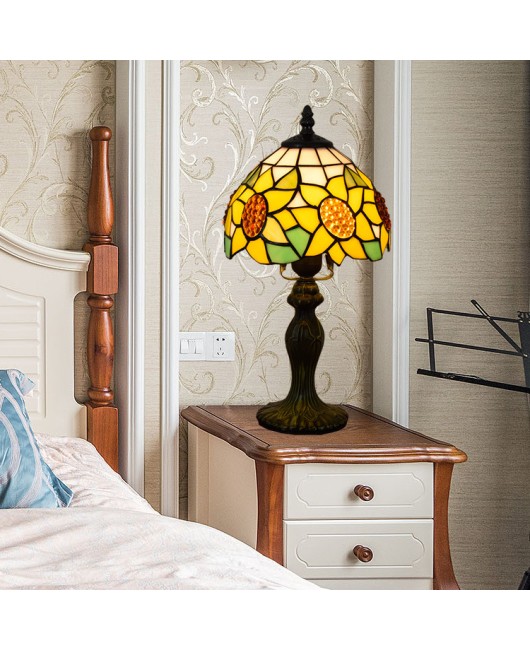 Europa Tiffany Creative Colored Glass Warm Sunflower Personalized Restaurant Bedroom Bedhead Desk Lamp 8-inch 20CM