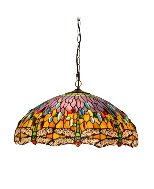 50cm European style Tiffany countryside dragonfly retro bar light, European style creative colored glass restaurant bedroom pendant light