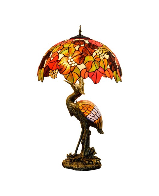 Creative Grape Countryside Desk Lamp, Europa Tiffany Colored Glass Restaurant, Hotel Bar, Crane Art Lamp