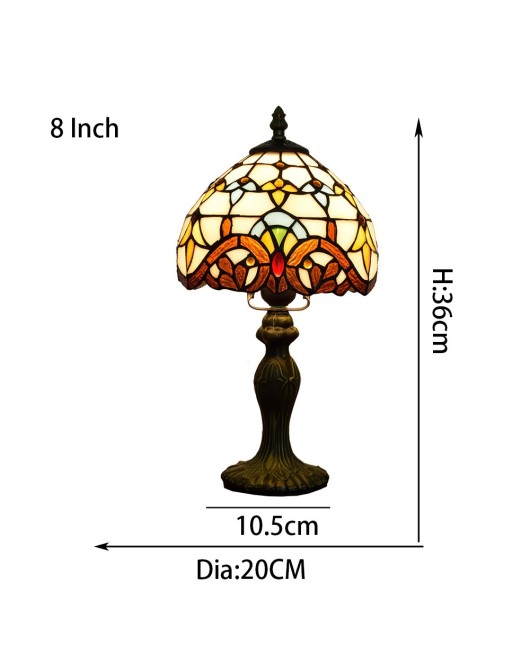 Europa Tiffany Colored Glass 8-inch Baroque Creative Bedroom Bedhead Desk Lamp with a Diameter of 20CM Small Lamp