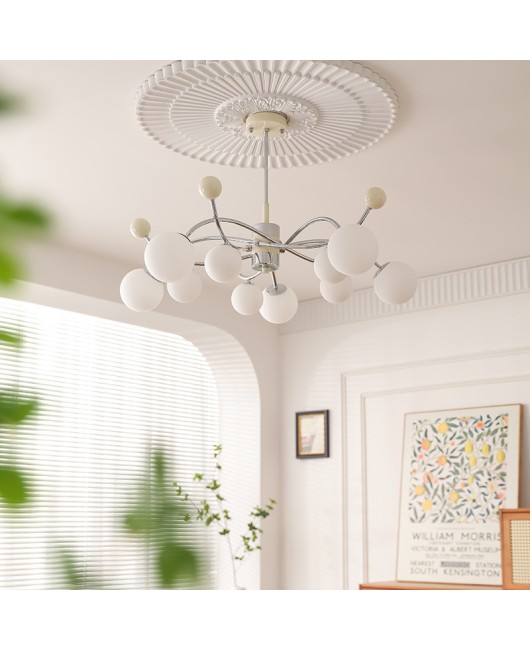 2024 French vintage vintage vintage living room pendant light, magic bean internet famous bedroom light, Bauhaus cream style lighting fixture