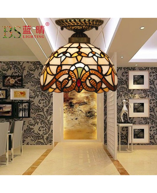 Cross border European retro Tiffany ceiling lights for bedrooms, study rooms, living rooms, corridors, balconies, entrances, lobbies, kitchens, bathrooms, lighting fixtures
