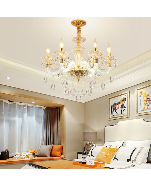 European style living room crystal lamp, dining room bedroom pendant lamp, luminous candle lamp, creative and grand villa hall candle lamp