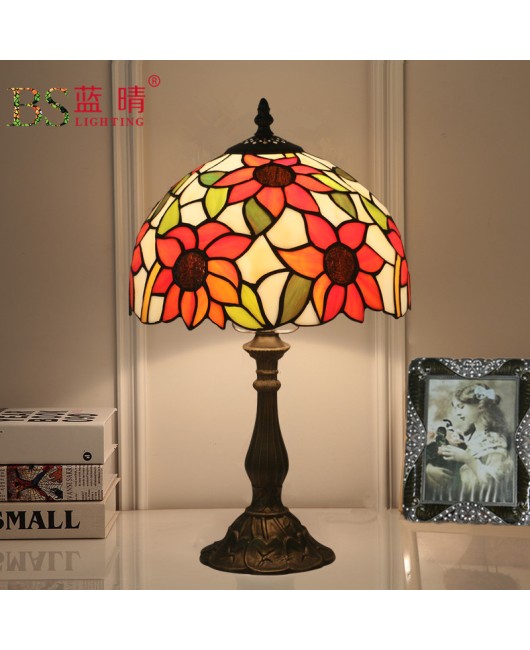 Cross border export of 10 inch Ti colored glass European style desk lamp creative bedroom bedside table lamp study restaurant bar