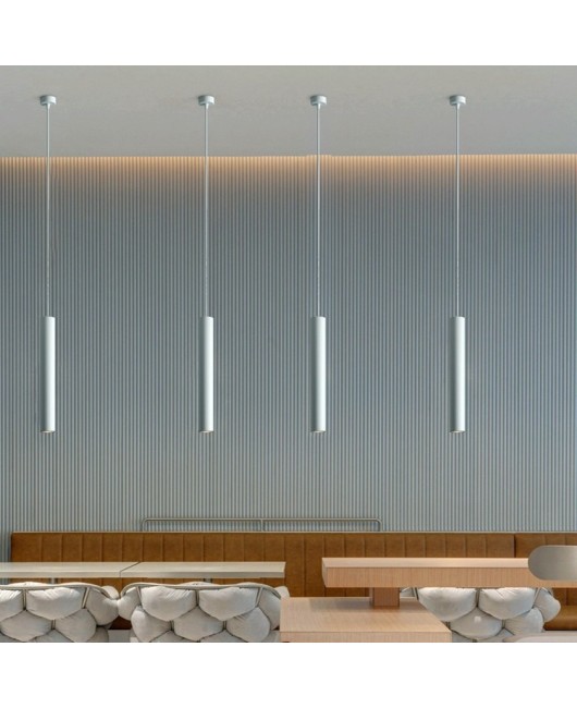 Modern minimalist LED hanging line long tube spotlight, hotel front desk pendant light, restaurant dining table cylindrical hanging line light