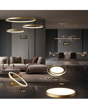 All copper restaurant pendant light, simple modern long dining table, bar counter pendant light, Italian minimalist light luxury, new Nordic lighting fixtures
