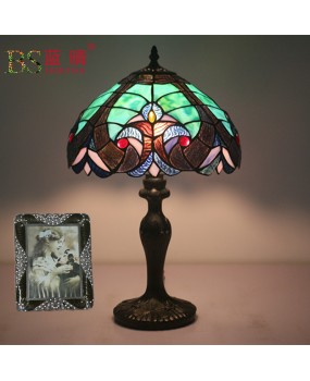 Cross border foreign trade Ti American retro desk lamp, bedroom bedside table lamp, creative bar coffee shop colored glass desk lamp