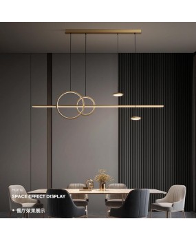 All copper restaurant pendant light, simple modern long dining table, bar counter pendant light, Italian minimalist light luxury, new Nordic lighting fixtures