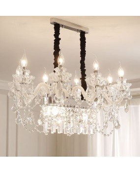European style dining pendant light rectangular living room decoration crystal light bar counter villa dining room pendant light simple and atmospheric home light