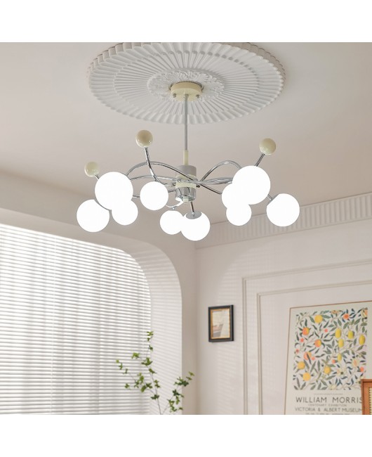 2024 French vintage vintage vintage living room pendant light, magic bean internet famous bedroom light, Bauhaus cream style lighting fixture