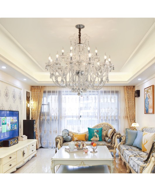 European style candles, crystal chandeliers, simple and atmospheric dining rooms, living rooms, crystal lights, luxury villas, duplex buildings, lobby lighting fixtures