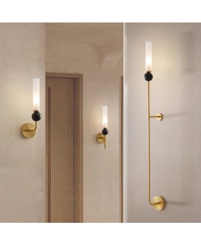 Full copper long pole wall lamp, light luxury high-end hotel guesthouse corridor lamp, living room TV wall, bedside LED wall lamp