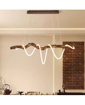 Chinese Zen Tea Room Chandelier Homestay Nordic Wabi Sabi Wind Long Light Bar Personalized Wooden Branch Restaurant Bar Chandelier