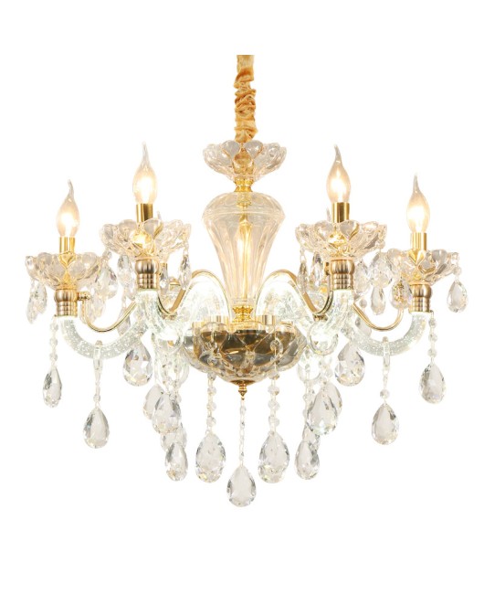 European style living room crystal lamp, dining room bedroom pendant lamp, luminous candle lamp, creative and grand villa hall candle lamp