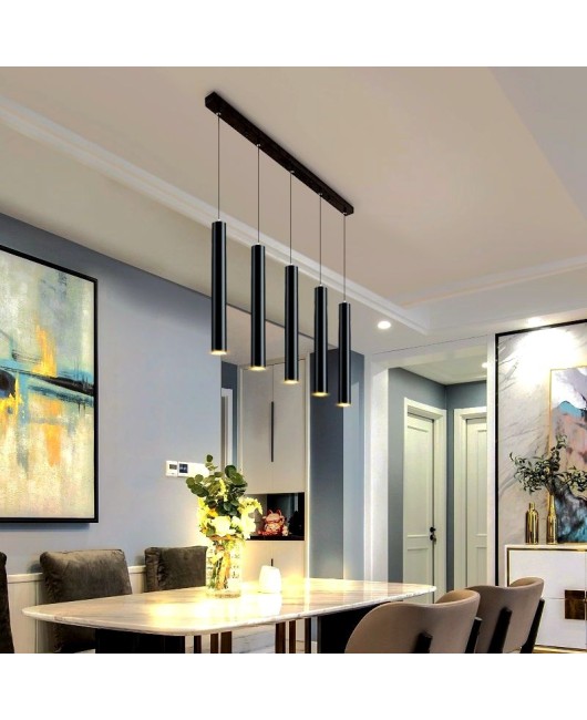 Modern minimalist LED hanging line long tube spotlight, hotel front desk pendant light, restaurant dining table cylindrical hanging line light