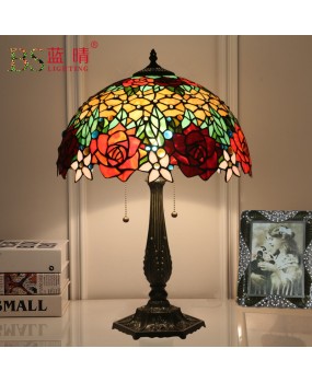 Cross border Republic of China retro Tiffany European style desk lamp, living room coffee table, plus size hotel, villa, club, bar, nostalgic lamp