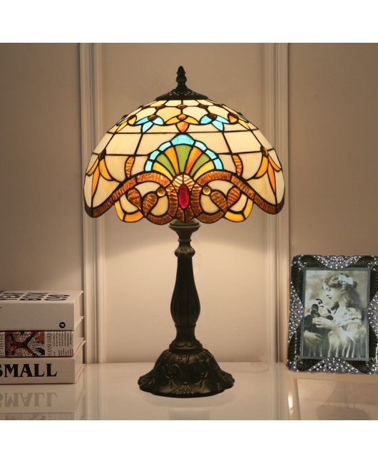 Cross border export European retro creative color glass Baroque shell table lamp bedside restaurant bar lamp lighting