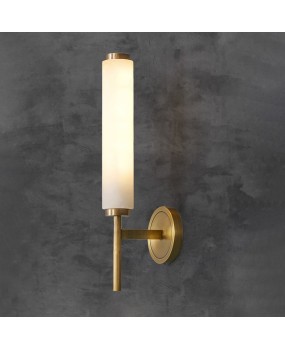 Minimally designed all copper living room background wall lamp, postmodern light luxury natural marble hotel, homestay corridor bedside lamp