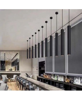 Modern minimalist LED hanging line long tube spotlight, hotel front desk pendant light, restaurant dining table cylindrical hanging line light