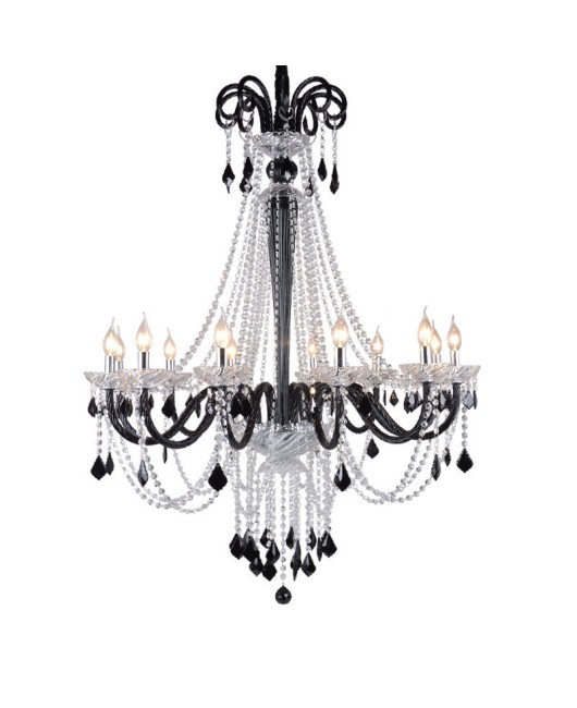 European style coffee pendant lamp, black crystal lamp, villa staircase, hotel duplex building project, pendant lamp manufacturer wholesale