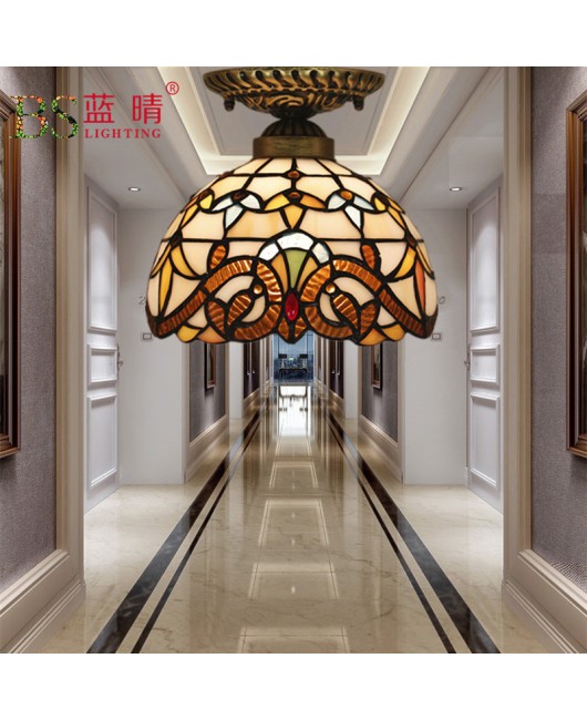 Cross border European retro Tiffany ceiling lights for bedrooms, study rooms, living rooms, corridors, balconies, entrances, lobbies, kitchens, bathrooms, lighting fixtures