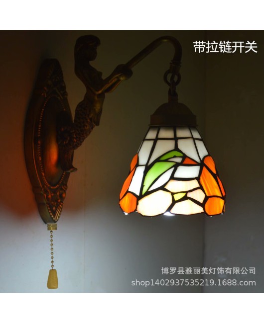 Baohua Tiffany Lighting European style countryside bedroom bathroom children's room hotel room bedside mirror headlight wholesale