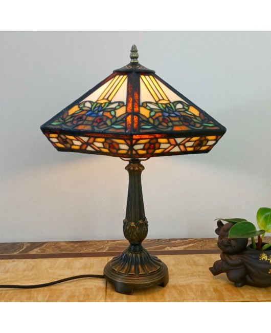 European retro desk lamp, bedroom bedside, living room, study, American countryside, creative glass art decoration, night light fixture