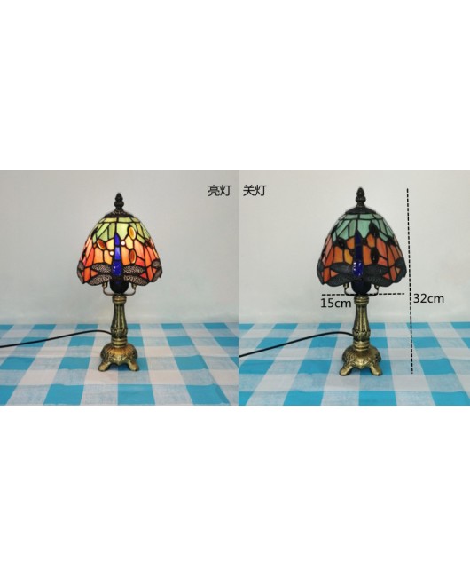 European and American style vintage colored glass bedroom bedside lamp, American countryside bar lamp, coffee shop lighting