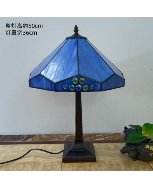 European retro desk lamp, bedroom bedside, living room, study, American countryside, creative glass art decoration, night light fixture