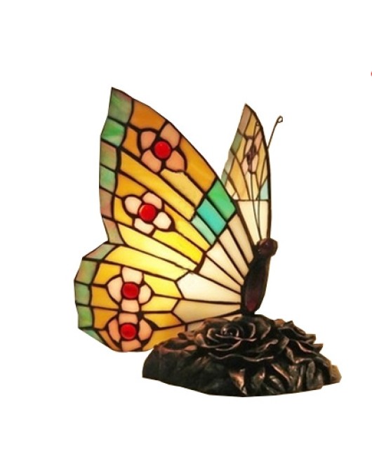 European and American style colored glass cartoon butterfly night light bedroom children's room bedside cute small table lamp gift lighting