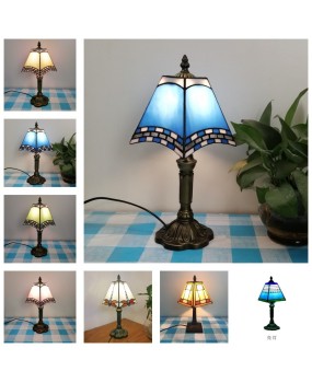 Baohua Tiffany Creative Mediterranean Desk Lamp Bedroom Coffee Shop Simple Modern Lighting European Warm Nightlight