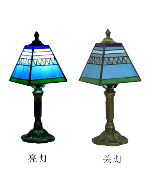 Baohua Tiffany Creative Mediterranean Desk Lamp Bedroom Coffee Shop Simple Modern Lighting European Warm Nightlight