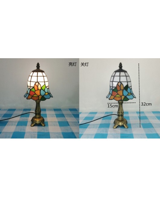 European and American style vintage colored glass bedroom bedside lamp, American countryside bar lamp, coffee shop lighting