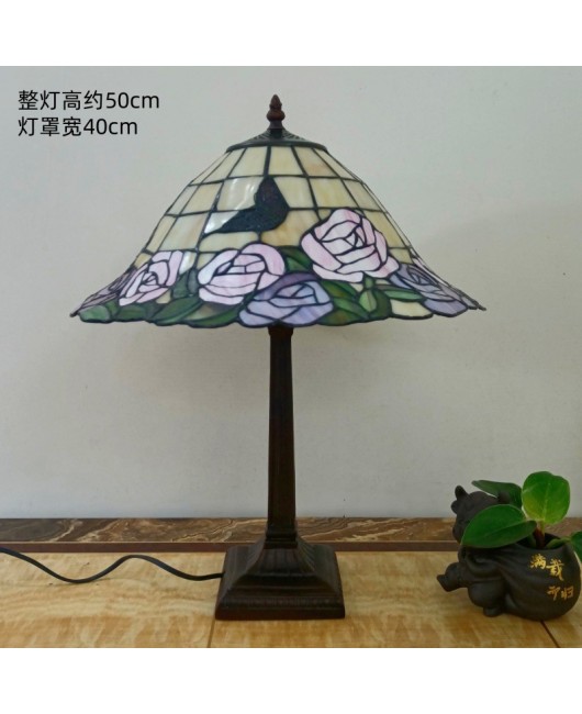 European retro desk lamp, bedroom bedside, living room, study, American countryside, creative glass art decoration, night light fixture