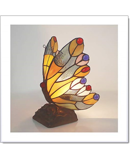 European and American style colored glass cartoon butterfly night light bedroom children's room bedside cute small table lamp gift lighting