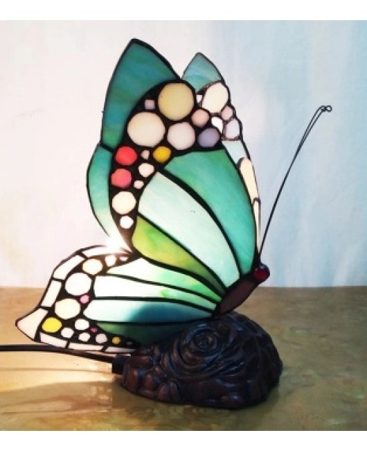 European and American style colored glass cartoon butterfly night light bedroom children's room bedside cute small table lamp gift lighting