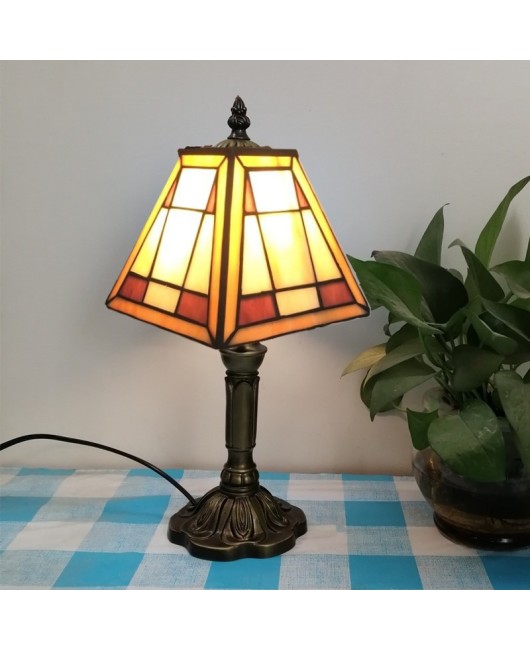 Baohua Tiffany Creative Mediterranean Desk Lamp Bedroom Coffee Shop Simple Modern Lighting European Warm Nightlight