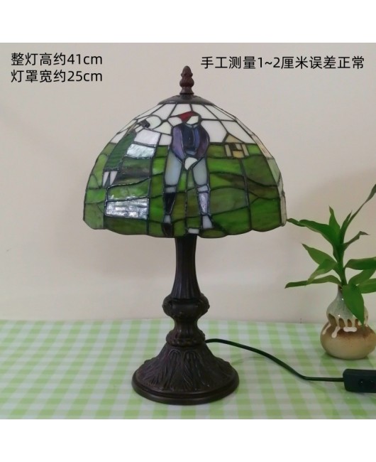 European and American style vintage colored glass bedroom bedside lamp, American countryside bar lamp, coffee shop lighting