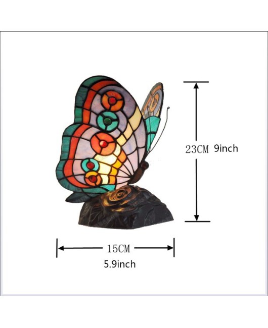 European and American style colored glass cartoon butterfly night light bedroom children's room bedside cute small table lamp gift lighting